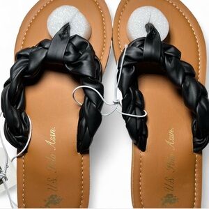 U.S. Polo Assn. Women's Black Braided Sandals - Brand New